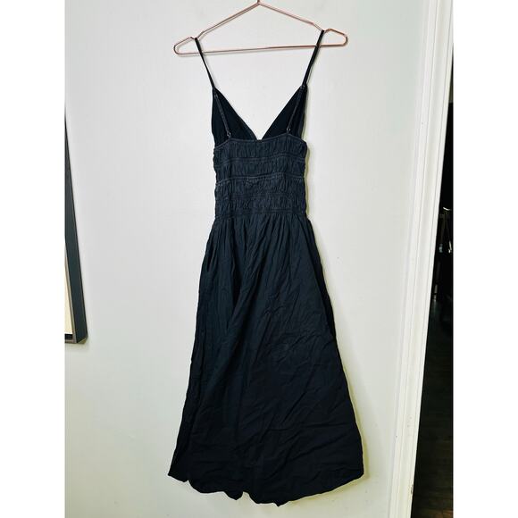 SAU LEE Black 100% Cotton Hourglass Smock Waist Brielle Midi Dress Size US 4 - Picture 7 of 15